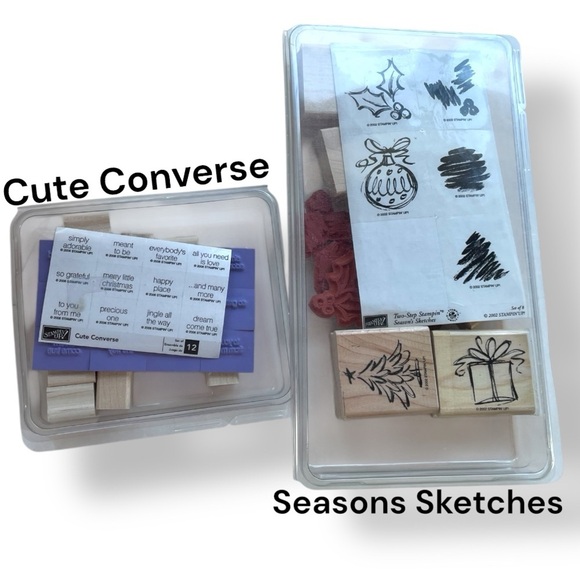 20 Pieces Stampin Up! Wood Stamps Two Step AND Cute Converse - Picture 1 of 7